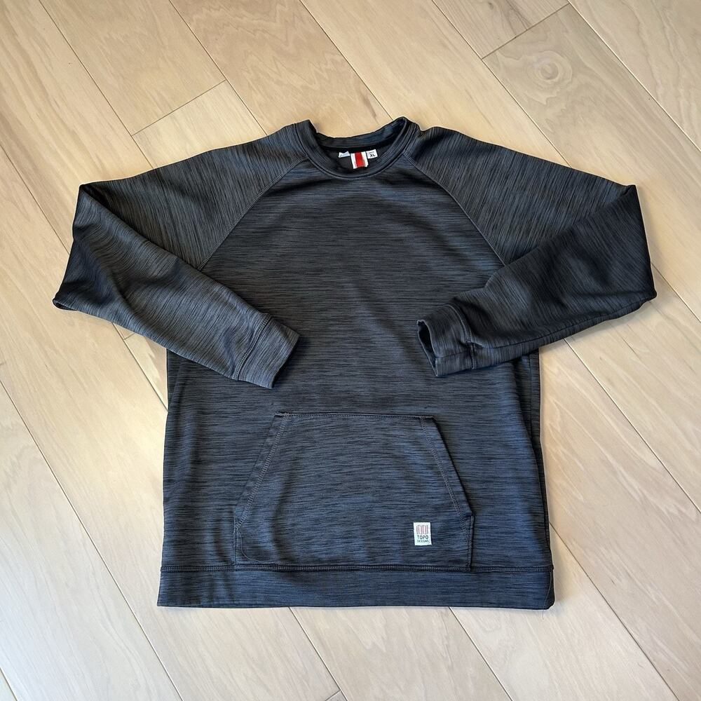 Topo Designs Mountain Crew Sweatshirt Gray *Holes Men's XL
